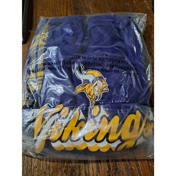 New Large NFL Team Apparel Minnesota Vikings 2pc Ethos Sleep Set Pajamas PJs - Picture 1 of 4